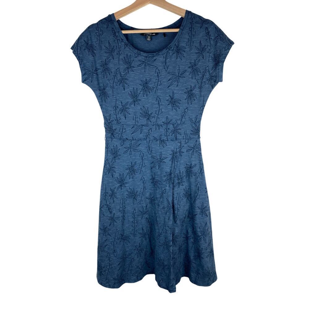 Toad & Co. Women's XS‎ Blue Floral Organic Cotton Blend Cue Cafe Wrap Dress *